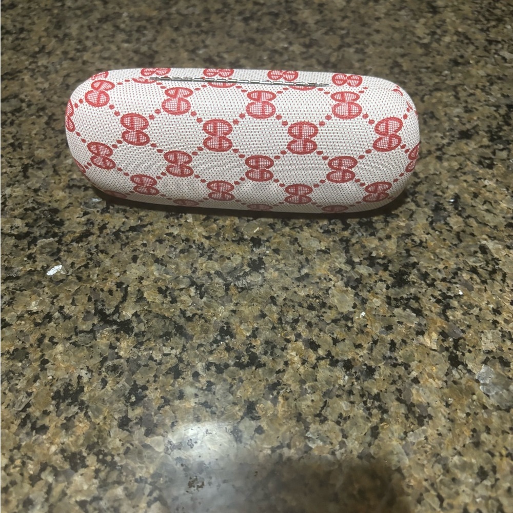 Gucci Red Logo Pattern Eyeglass Case - Picture 3 of 6